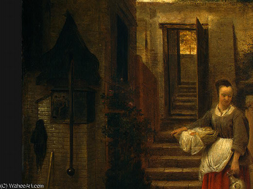 Woman And Child In A Courtyard, Detalj — Pieter De Hooch