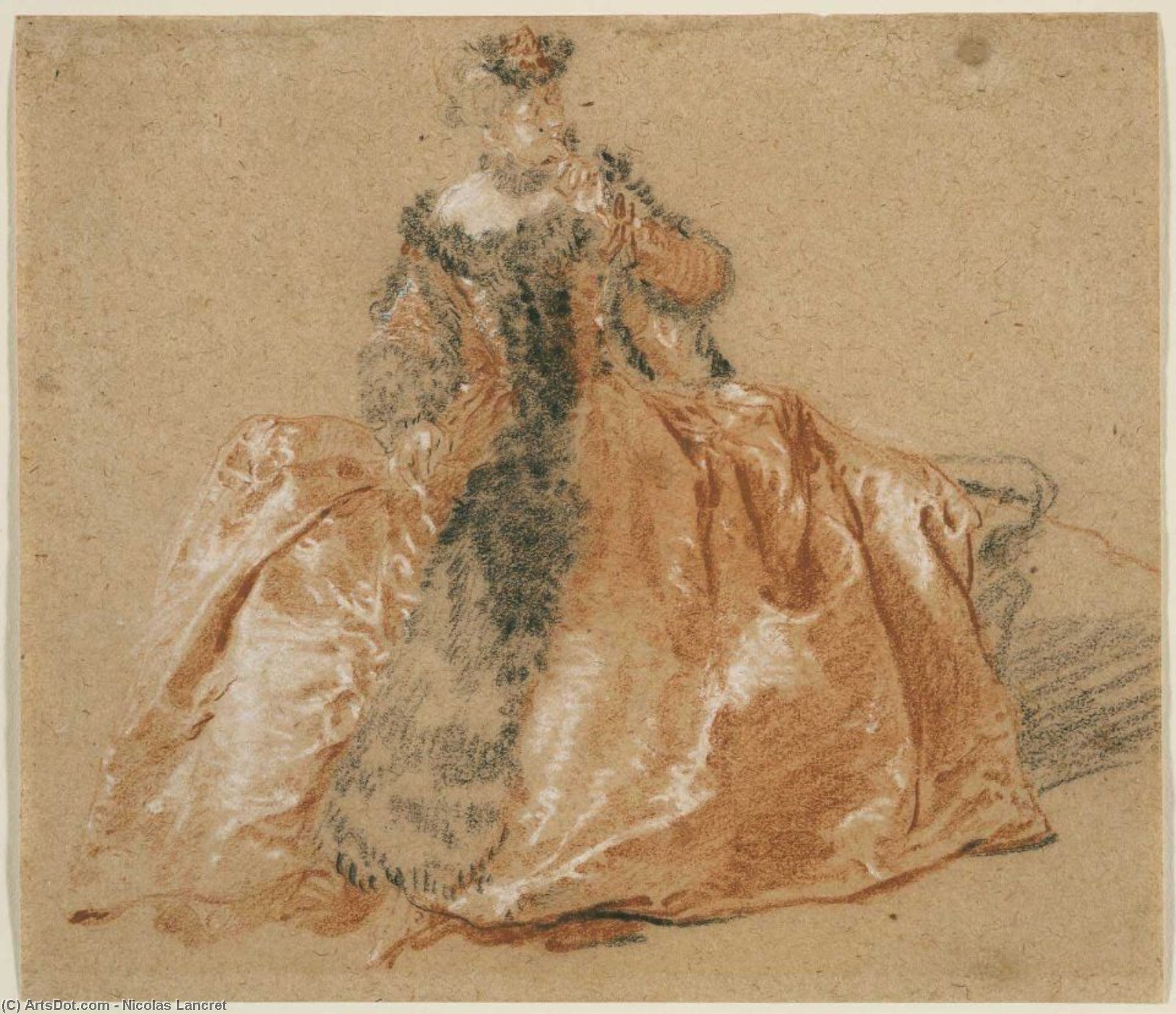 Lady With Fur-trimmed Dress — Nicolas Lancret