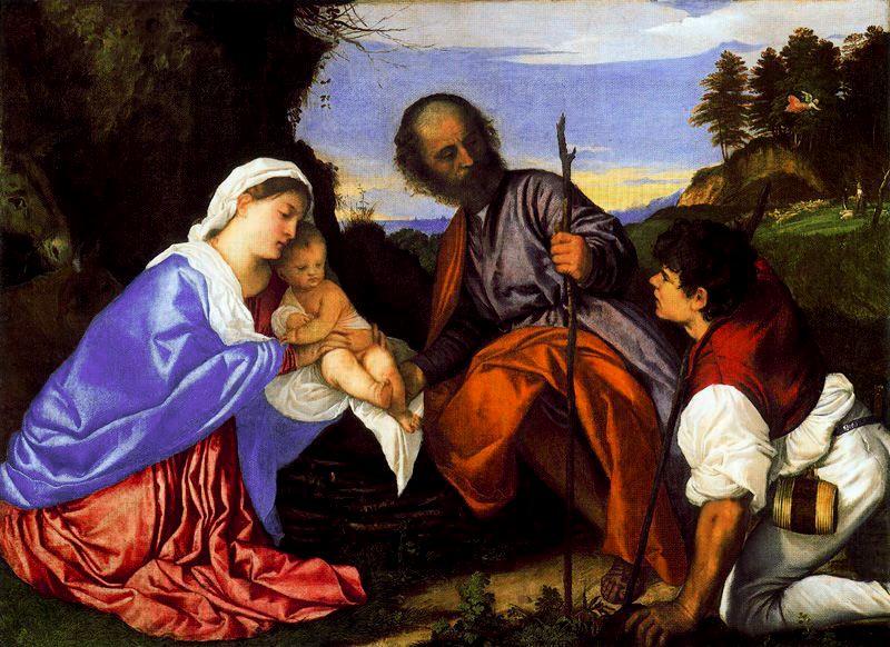 The Holy Family And A Shepherd — Titian