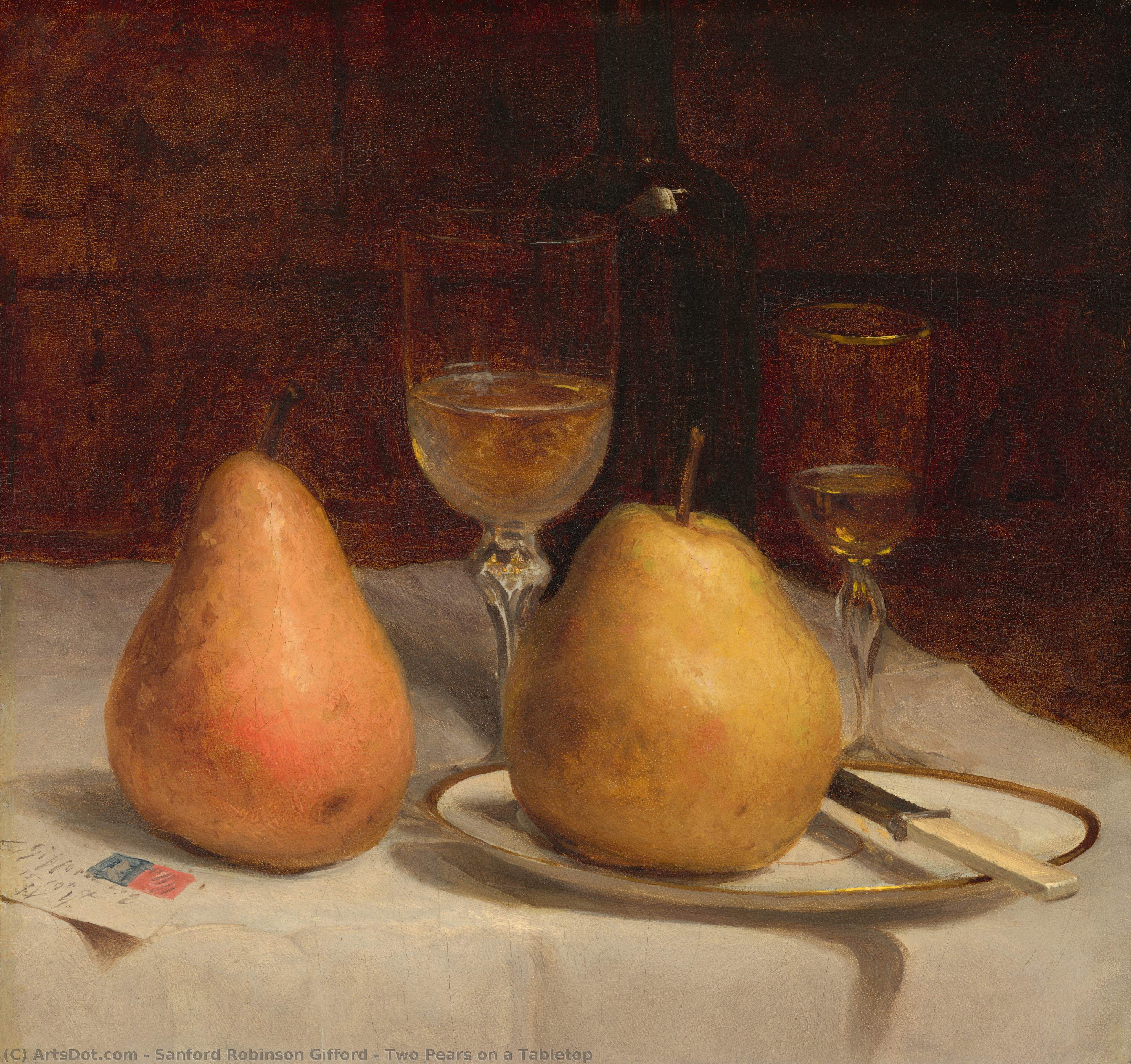 Two Pears On A Tabletop — Sanford Robinson Gifford