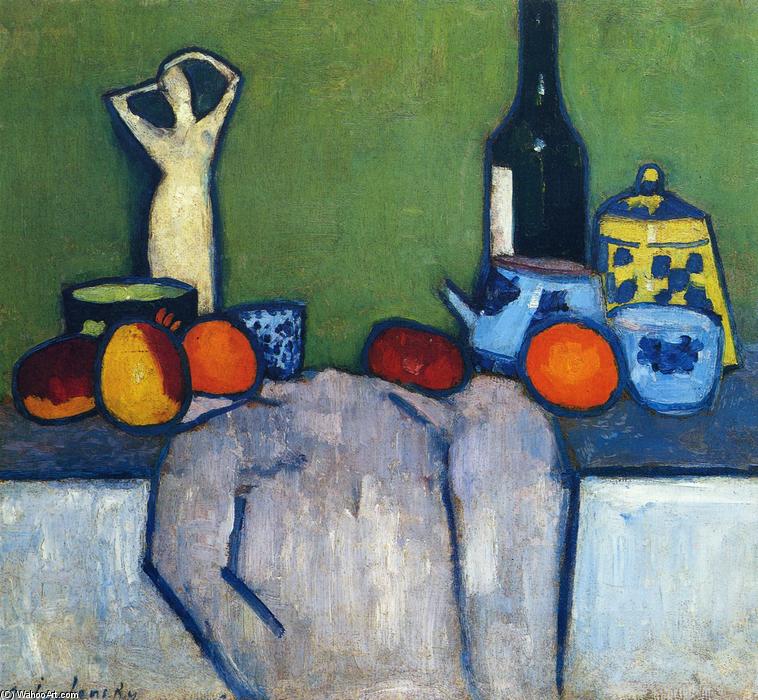 Still Life With Flask, Fruit And Figure — Alexej Von Jawlensky