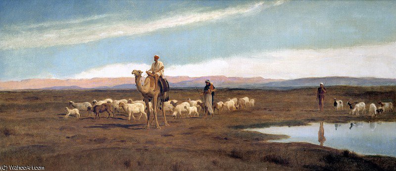 Leading The Flock To Pasture — Frederick Goodall