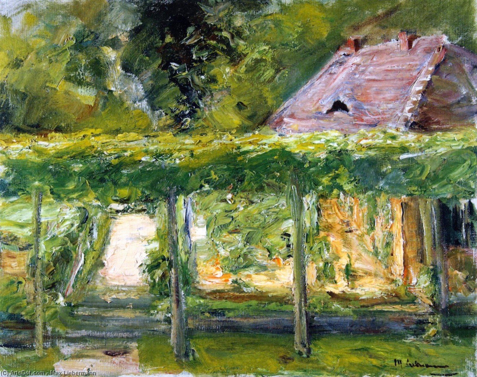 View Over The Tall Linden Hedge Into The Cutting Garden Toward The West — Max Liebermann