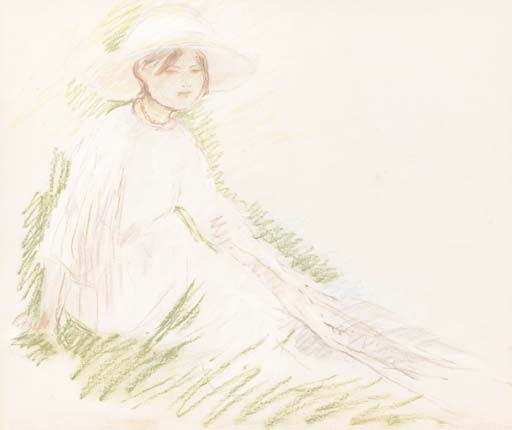 Fillette Assise Dans L'herbe — Berthe Morisot