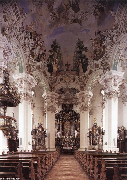 Interior With Ceiling Fresco — Johann Baptist Zimmermann