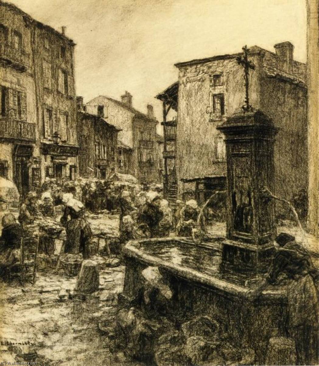 Fountain At Chã¢telguyon — Léon Augustin L'hermitte