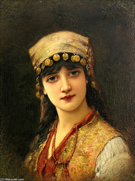 Une Beauté Orientale. Huile Sur Panneau — Emile Eisman Semenovsky