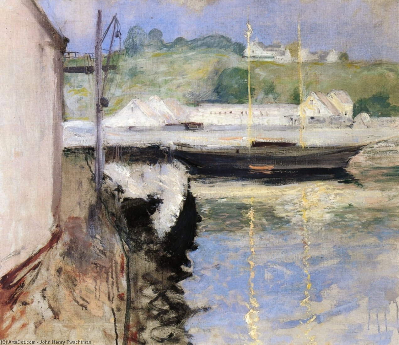 Fish Sheds And Schooner, Gloucester — John Henry Twachtman