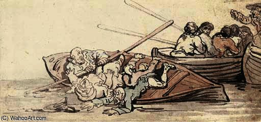 Capsizing The Launch — Thomas Rowlandson