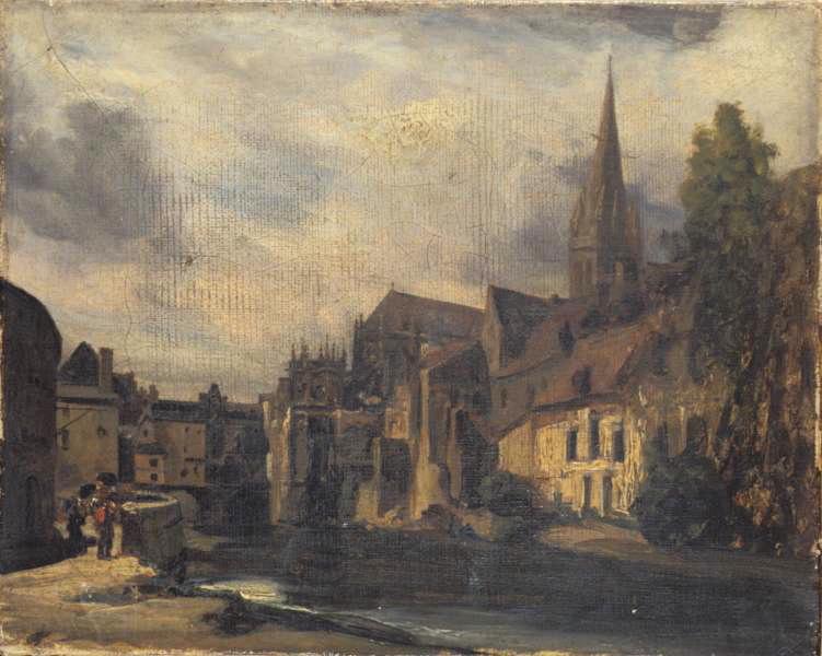 Saint Pierre De Caen Dit Aussi Vue De Caen Le Soir — Lottier Louis