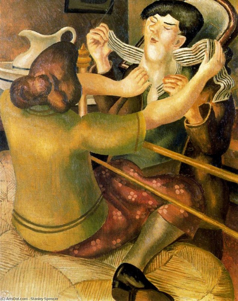 Taking Off Collar Or Buttoning The Collar — Sir Stanley Spencer