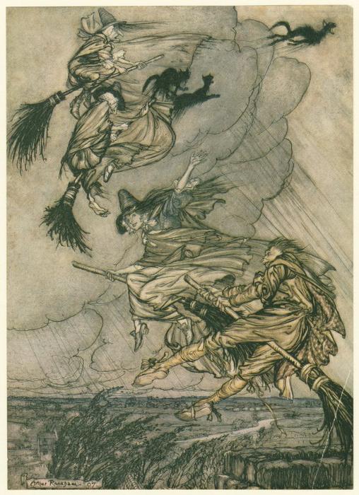Hey! Up The Chimney, Lass! Hey After You! — Arthur Rackham