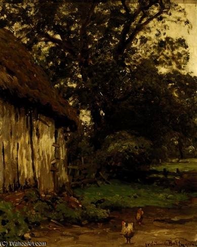 Chickens In A Farmyard — Julius Jacobus Van De Sande Bakhuyzen