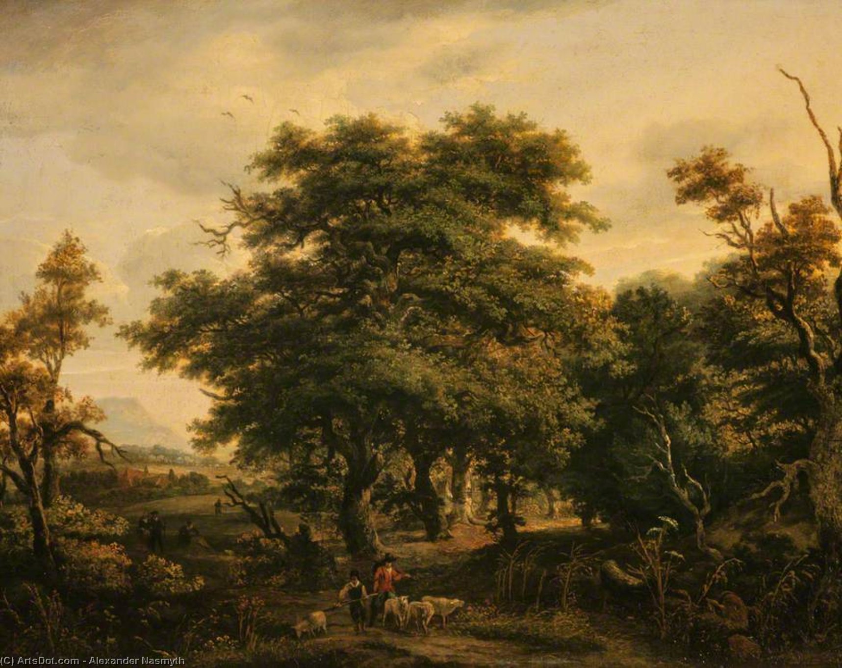 Woody Landscape With Figures And Sheep — Alexander Nasmyth
