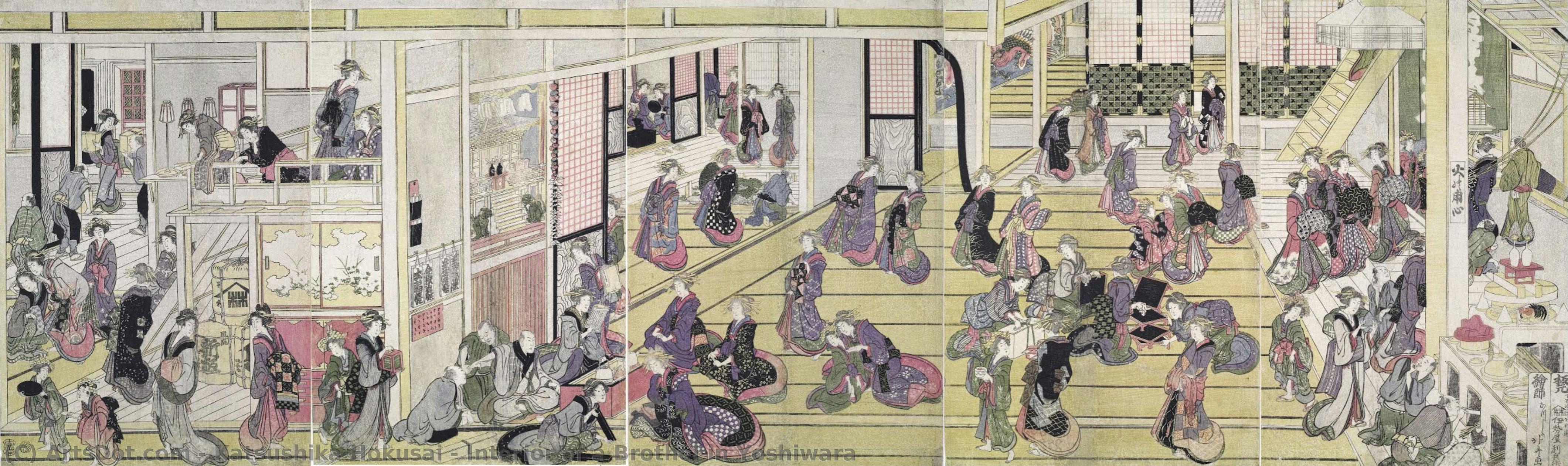 Interior Of A Brothel In Yoshiwara — Katsushika Hokusai