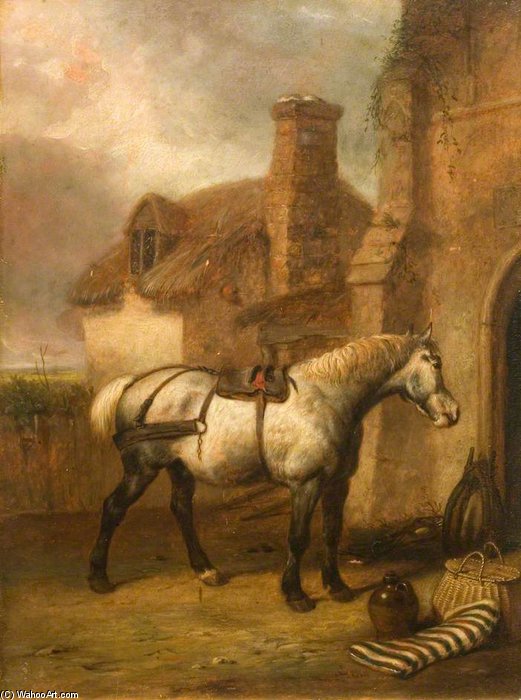 A Grey Horse At A Stable Door — Abraham Cooper