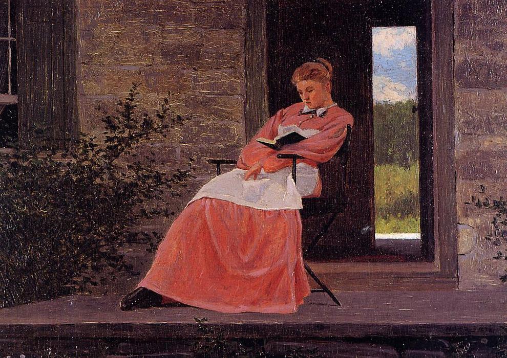 Girl Reading On A Stone Porch — Winslow Homer