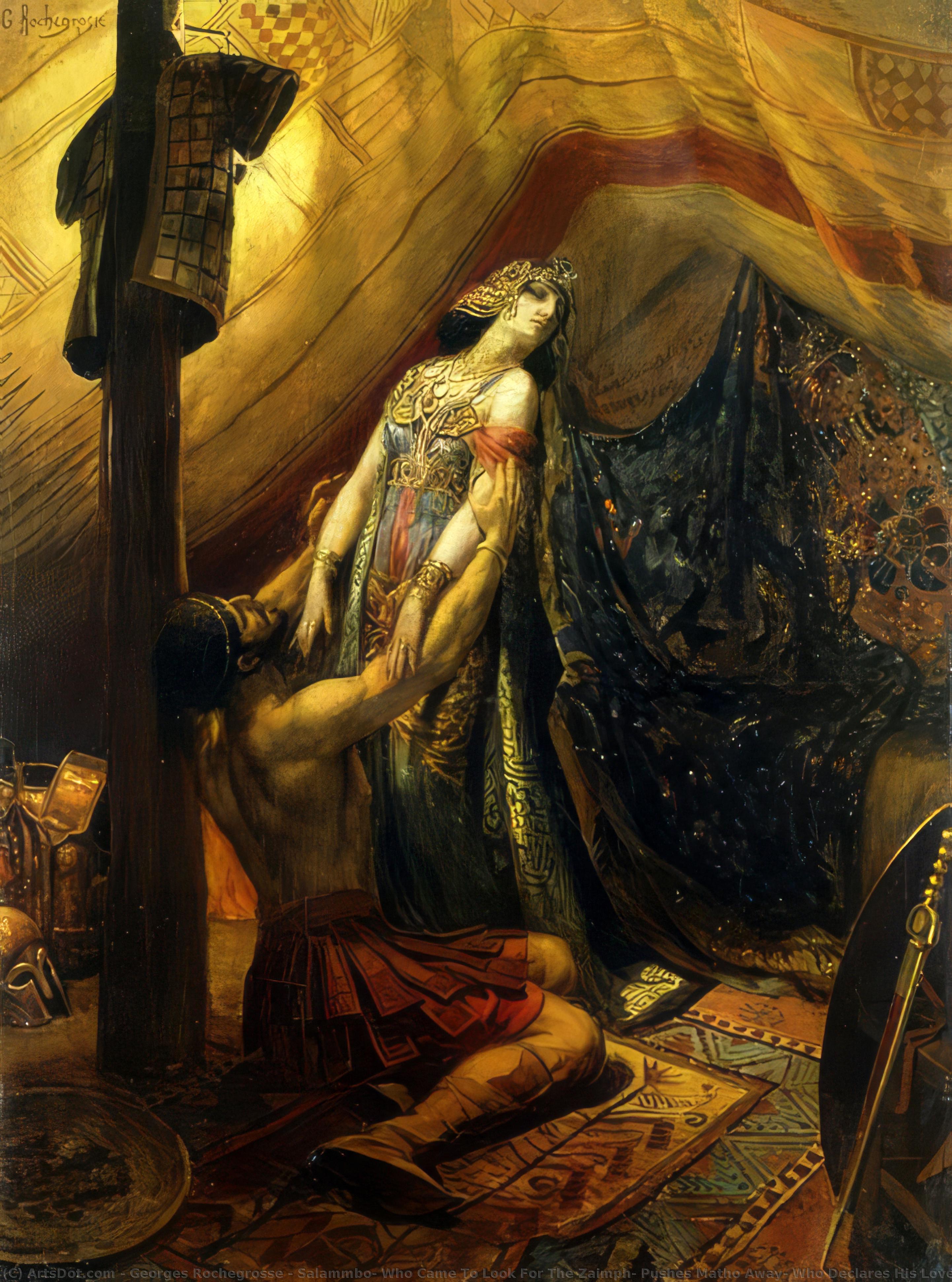 Salammbo, Who Came To Look For The Zaimph, Pushes Matho Away, Who Declares His Love For Him — Georges Antoine Rochegrosse