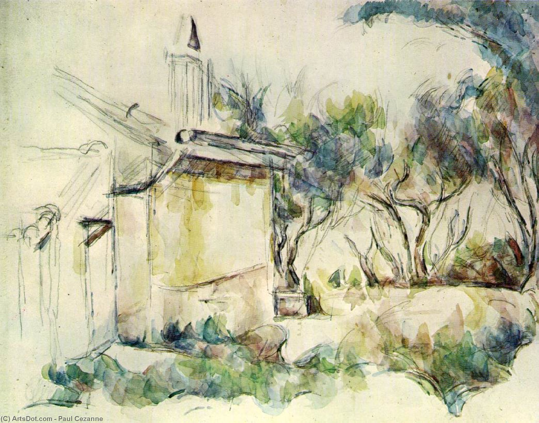 Le Cabanon De Jourdan (watercolor) — Paul Cézanne