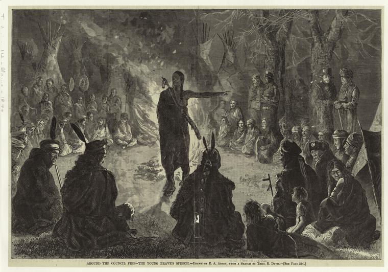 Around The Council Fire - The Young Brave's Speech — Edwin Austin Abbey