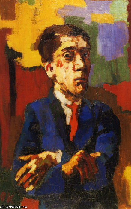 Autoportrait Aux Bras Croisés, Self-portrait With The Crossed Arms, Huile Sur Toile, — Oskar Kokoschka