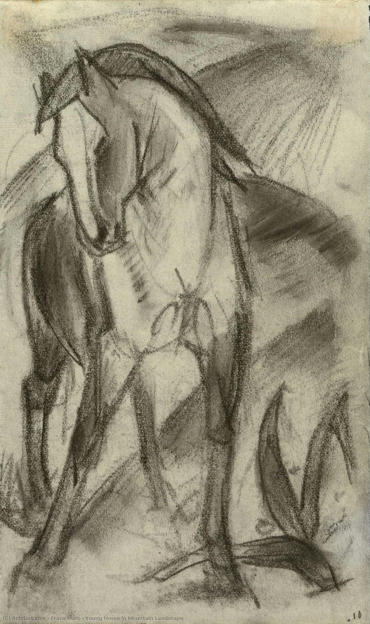 Young Horse In Mountain Landscape — Franz Marc