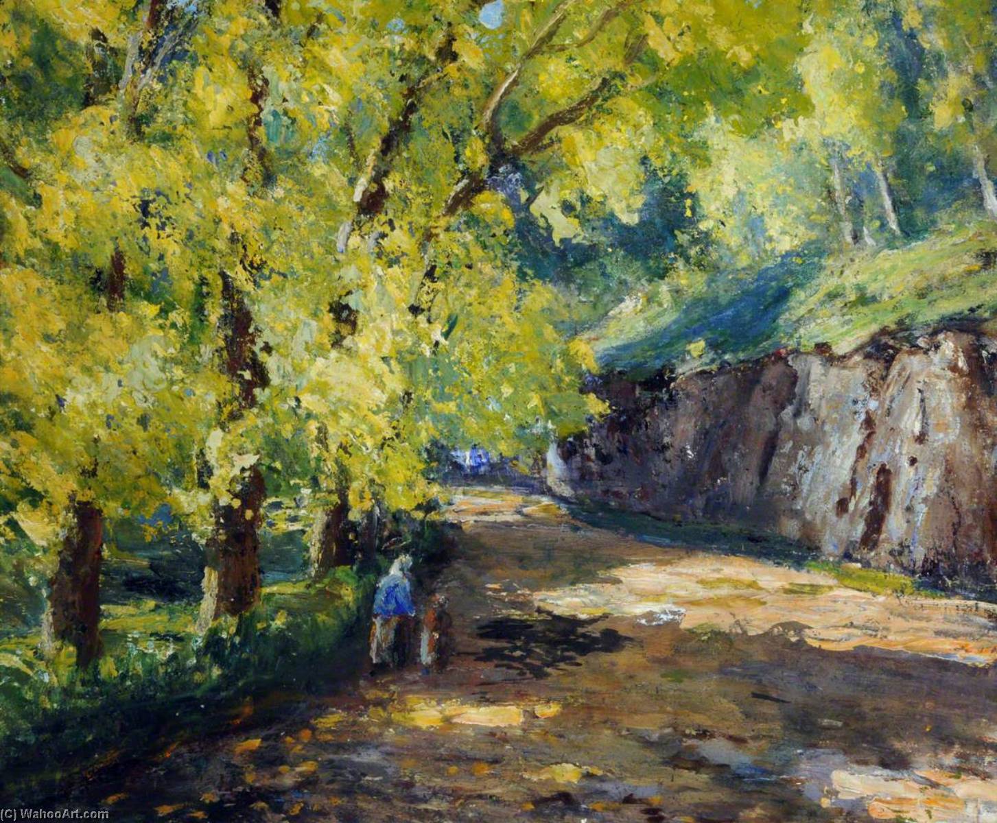 Wooded Lane With Figures — Francis William Synge Le Maistre