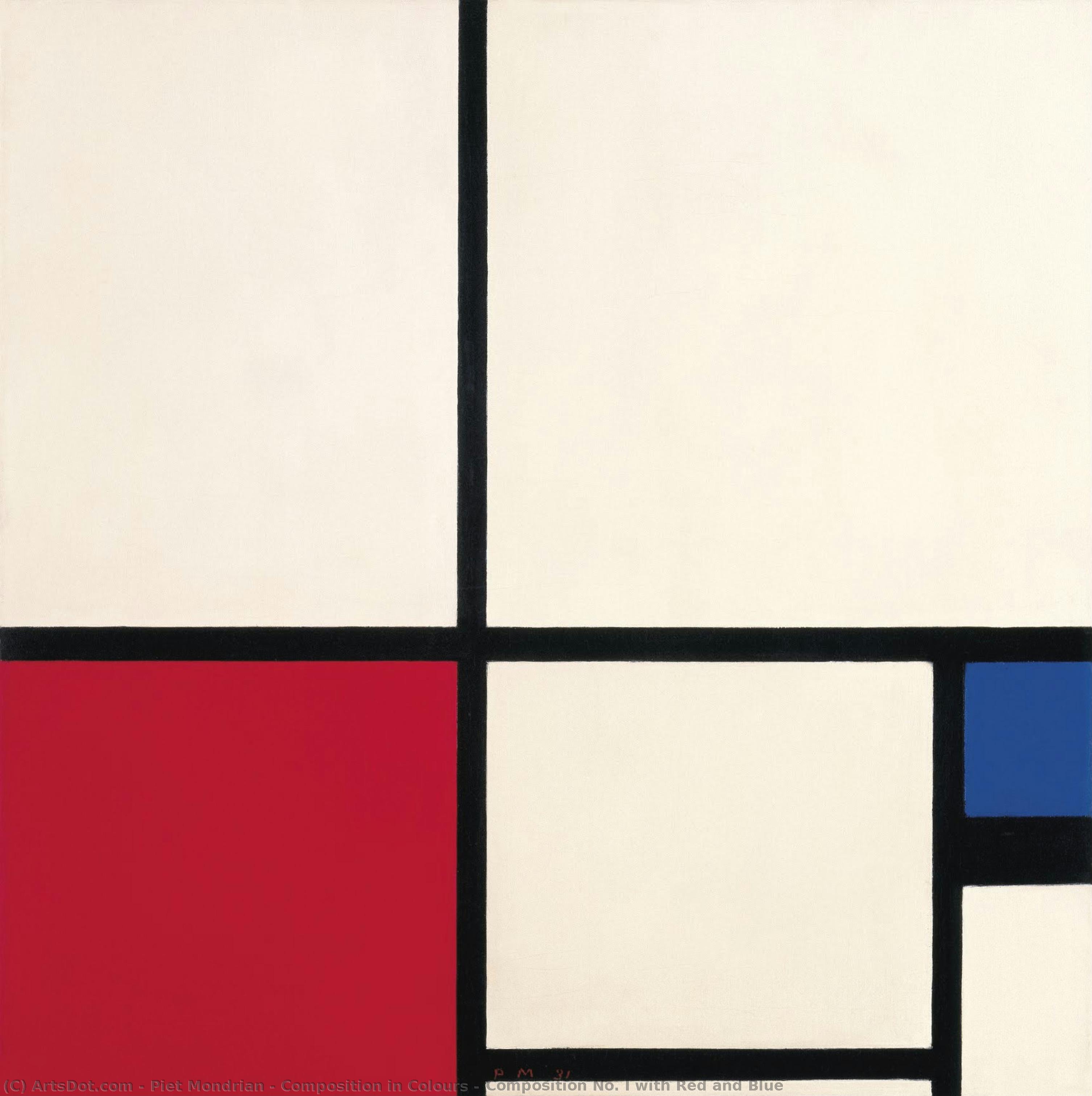 Composition In Colours / Composition No. I With Red And Blue — Piet Mondrian
