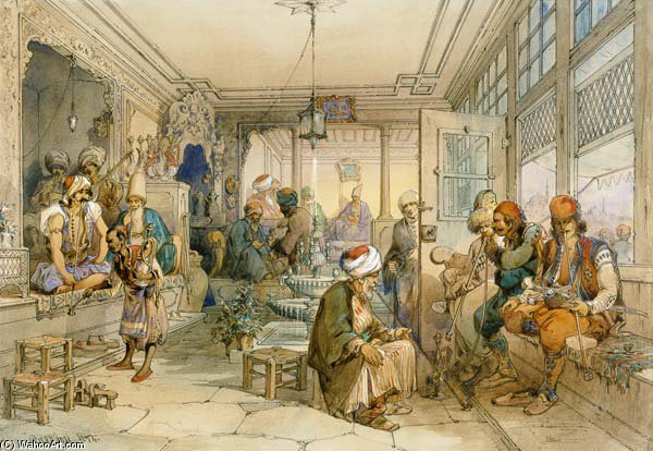 A Coffee House, Constantinople — Count Amadeo Preziosi