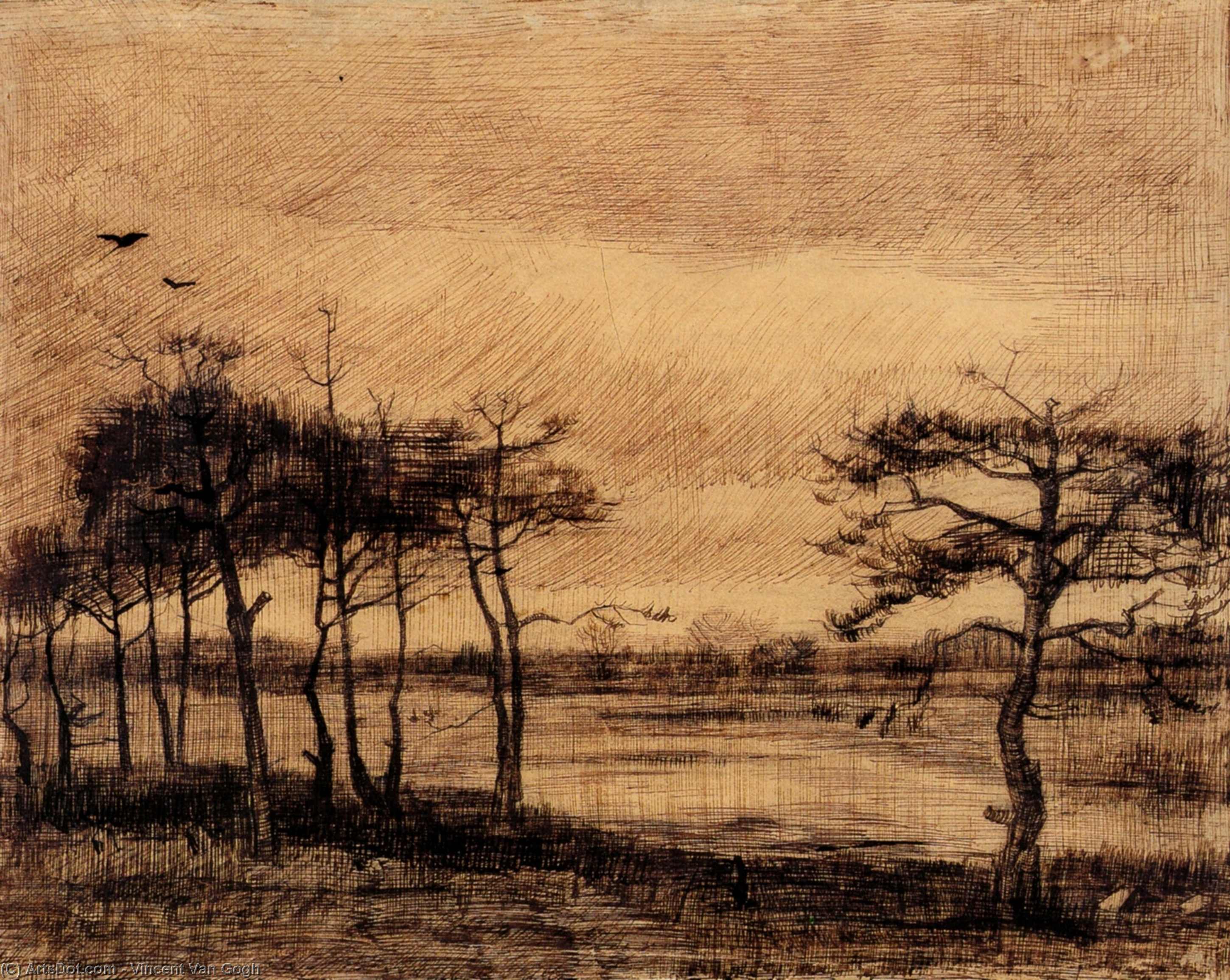 Pine Trees In The Fen — Vincent Willem Van Gogh