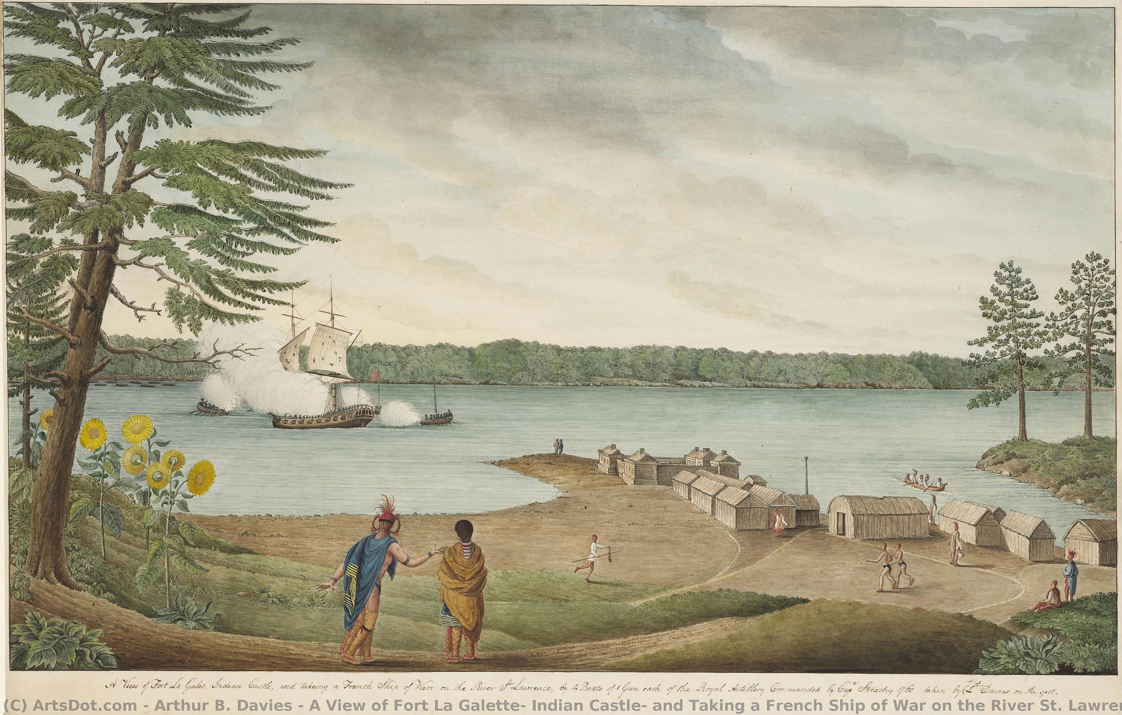 A View Of Fort La Galette, Indian Castle, And Taking A French Ship Of War On The River St. Lawrence, By Four Boats Of One Gun Each Of The Royal Artillery Commanded By Captain Streachy — Arthur B. Davies
