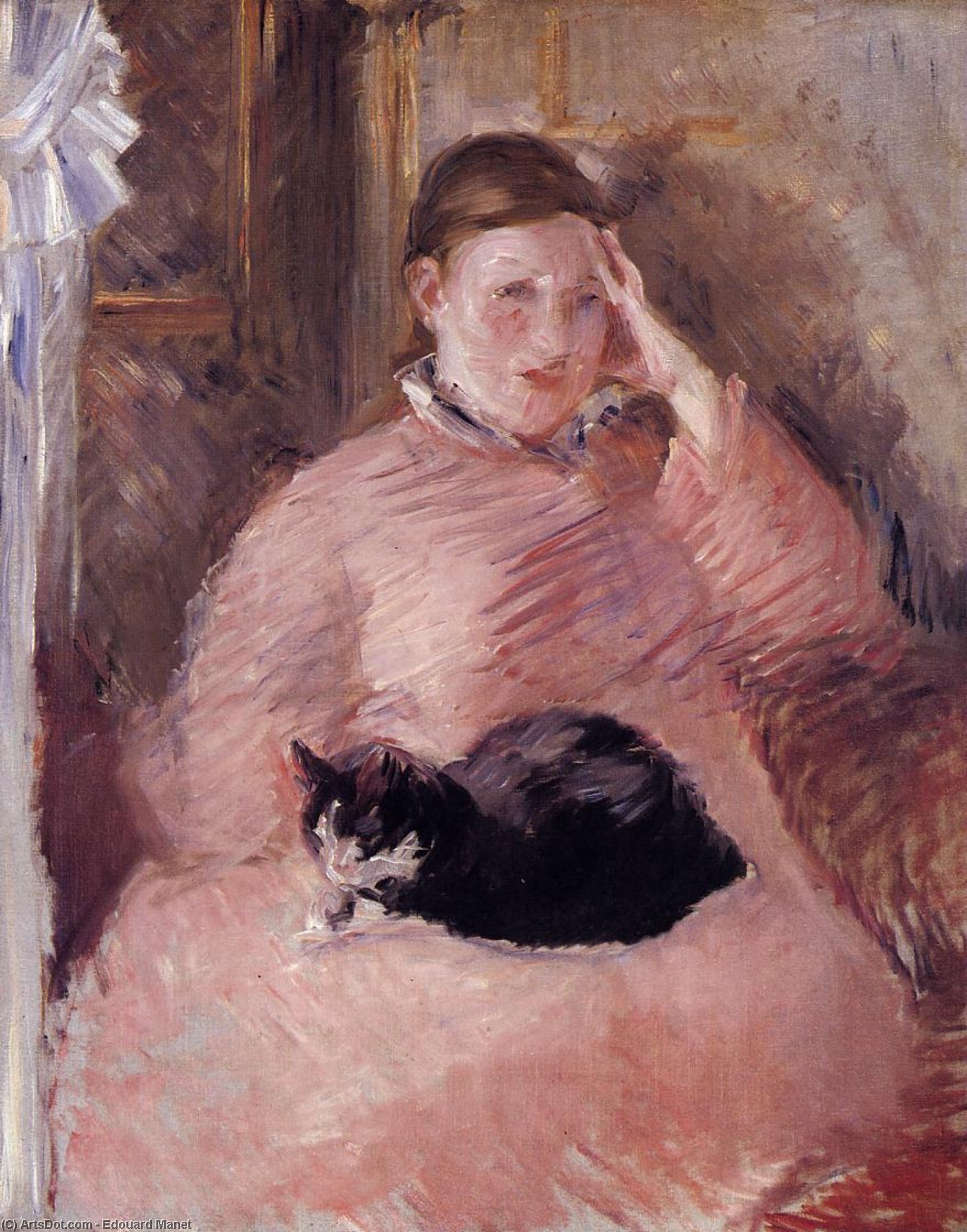 Woman With A Cat, Portrait Of Madame Manet — Édouard Manet