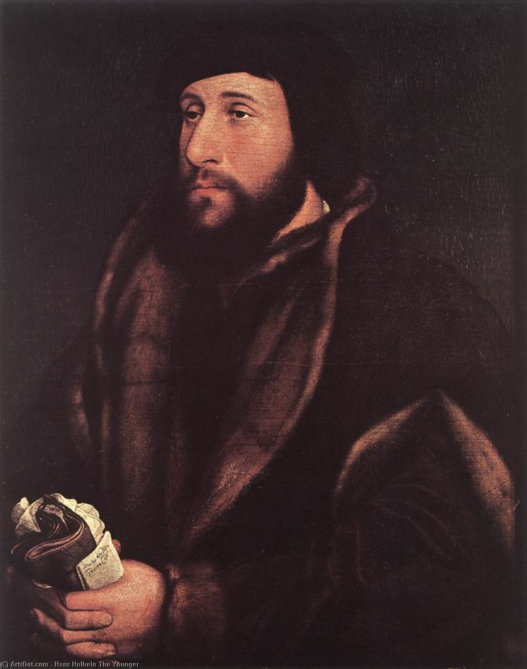 Portrait Of A Man Holding Gloves And Letter — Hans Holbein The Younger