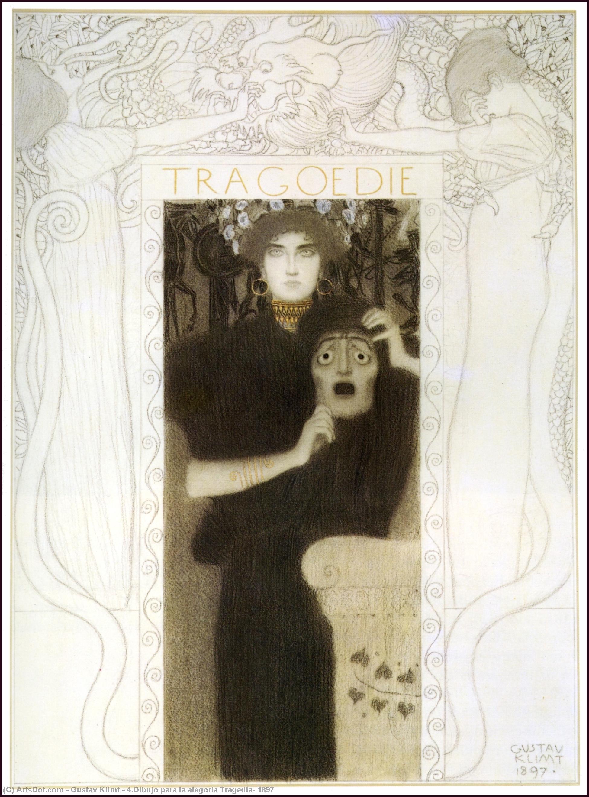4.dibujo Para La Alegoría Tragedia, 1897 — Gustav Klimt