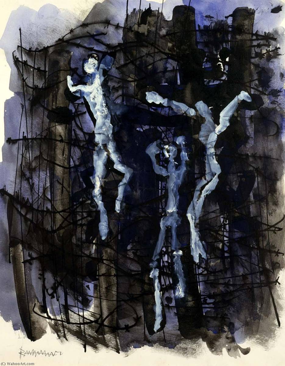 Children Climbing Fence — Abraham Rattner