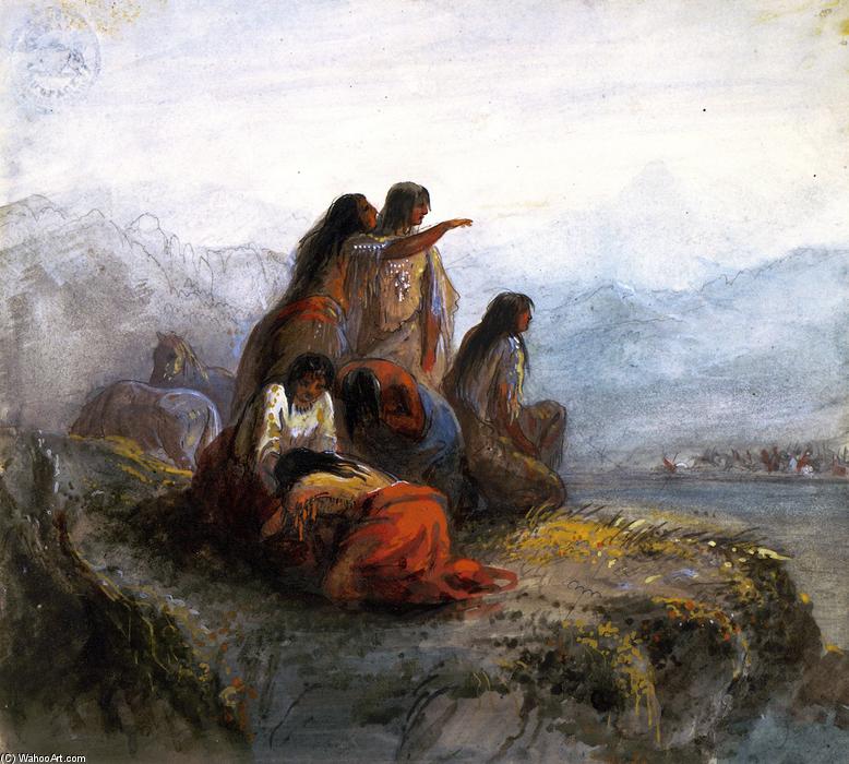 Indian Women Watching A Battle — Alfred Jacob Miller