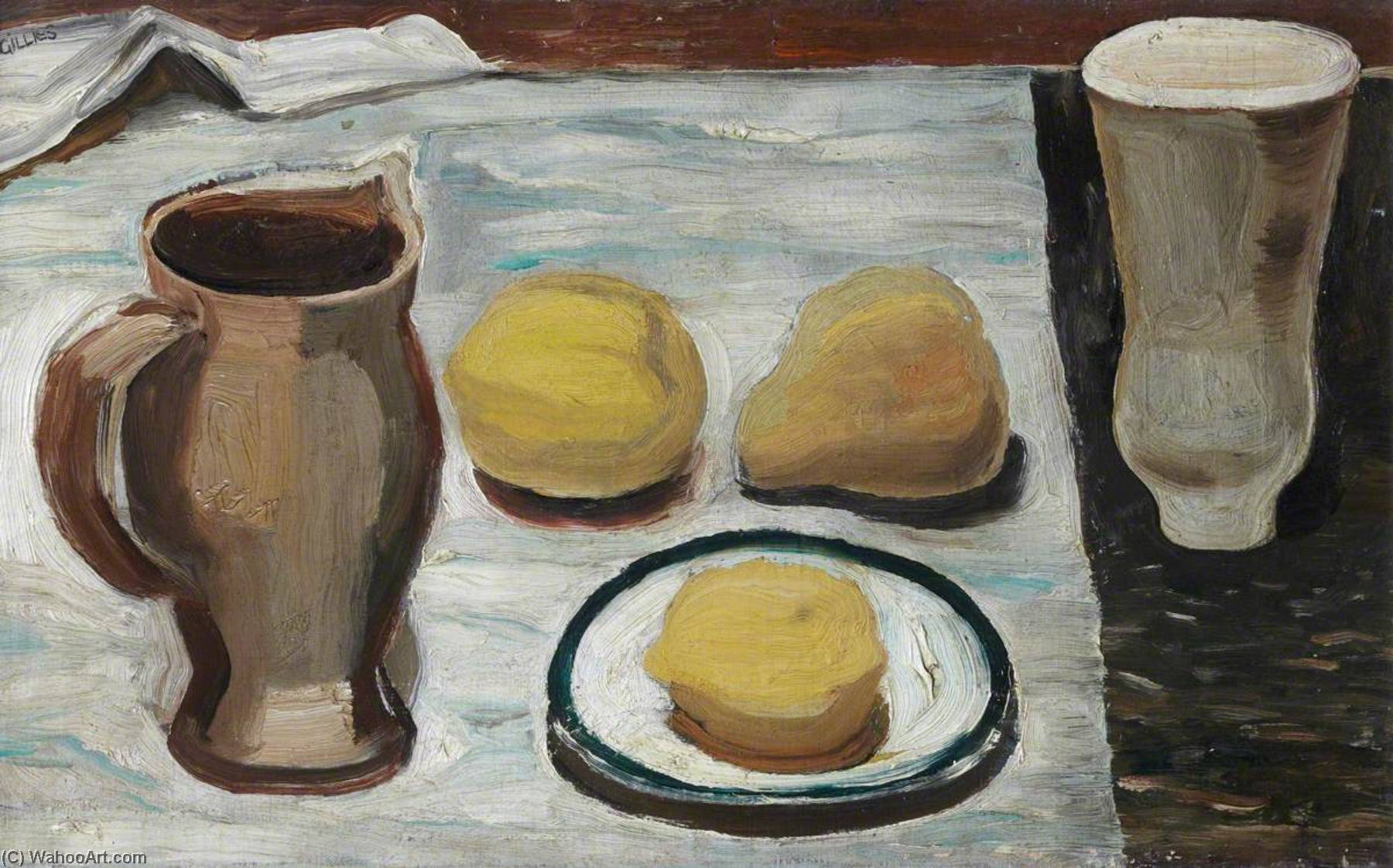 Two Pots, Saucer And Fruit — Sir William George Gillies