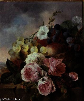 Still Life Of Fruit And Roses — Edward Ladell
