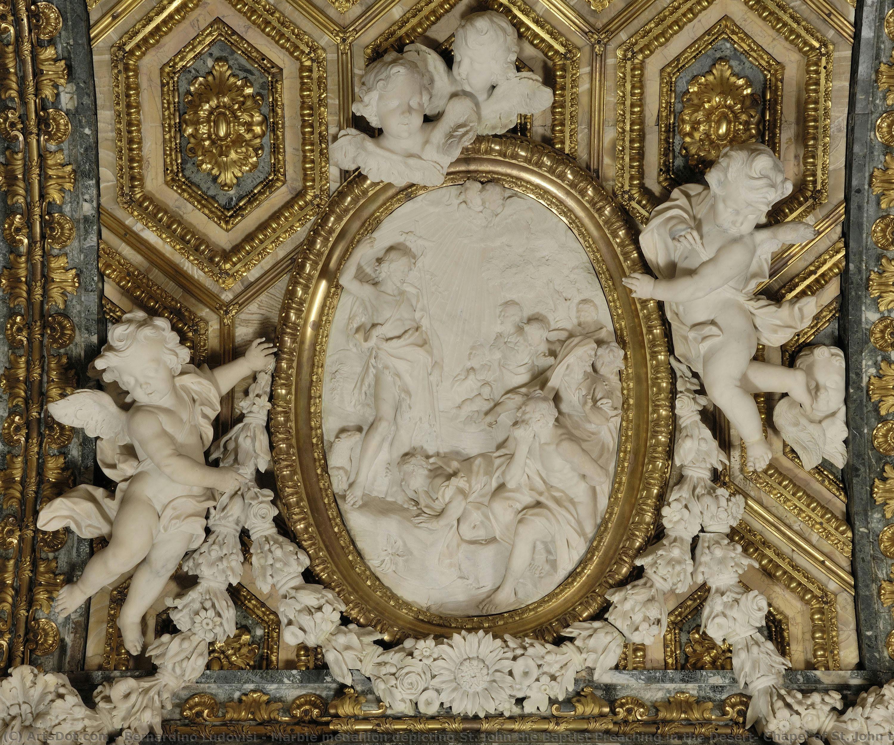 Marble Medallion Depicting St. John The Baptist Preaching In The Desert, Chapel Of St. John The Baptist — Bernardino Ludovisi