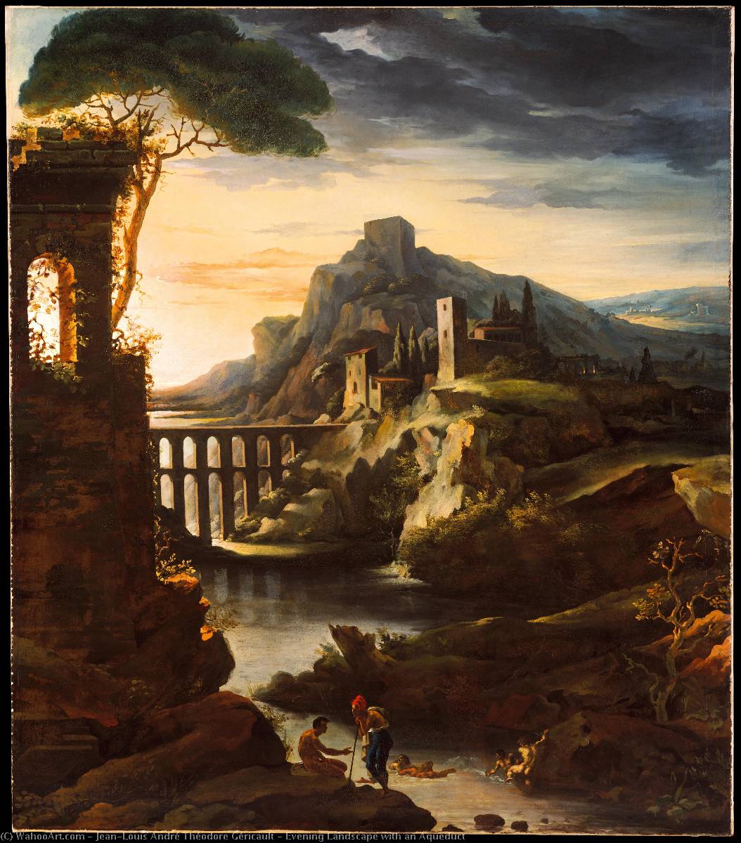Evening Landscape With An Aqueduct — Théodore Géricault