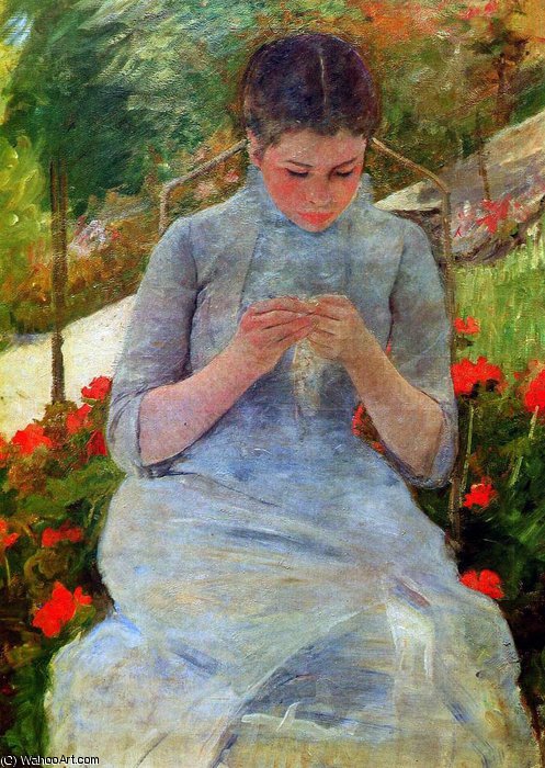 Woman With Needlework Sun — Mary Stevenson Cassatt
