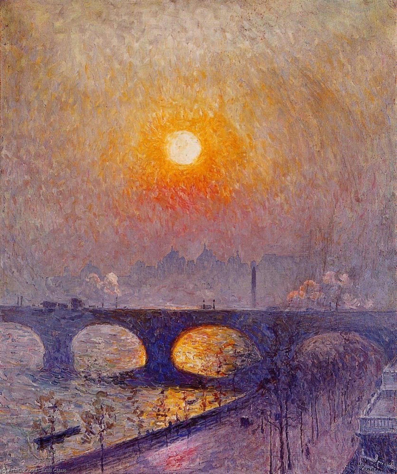 Sunset Over Waterloo Bridge — Emil Claus