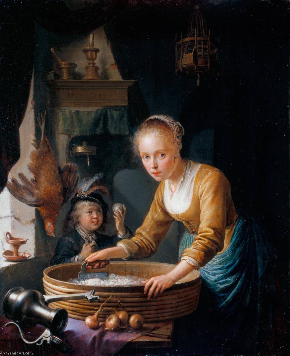 Girl Chopping Onions — Gerrit Dou