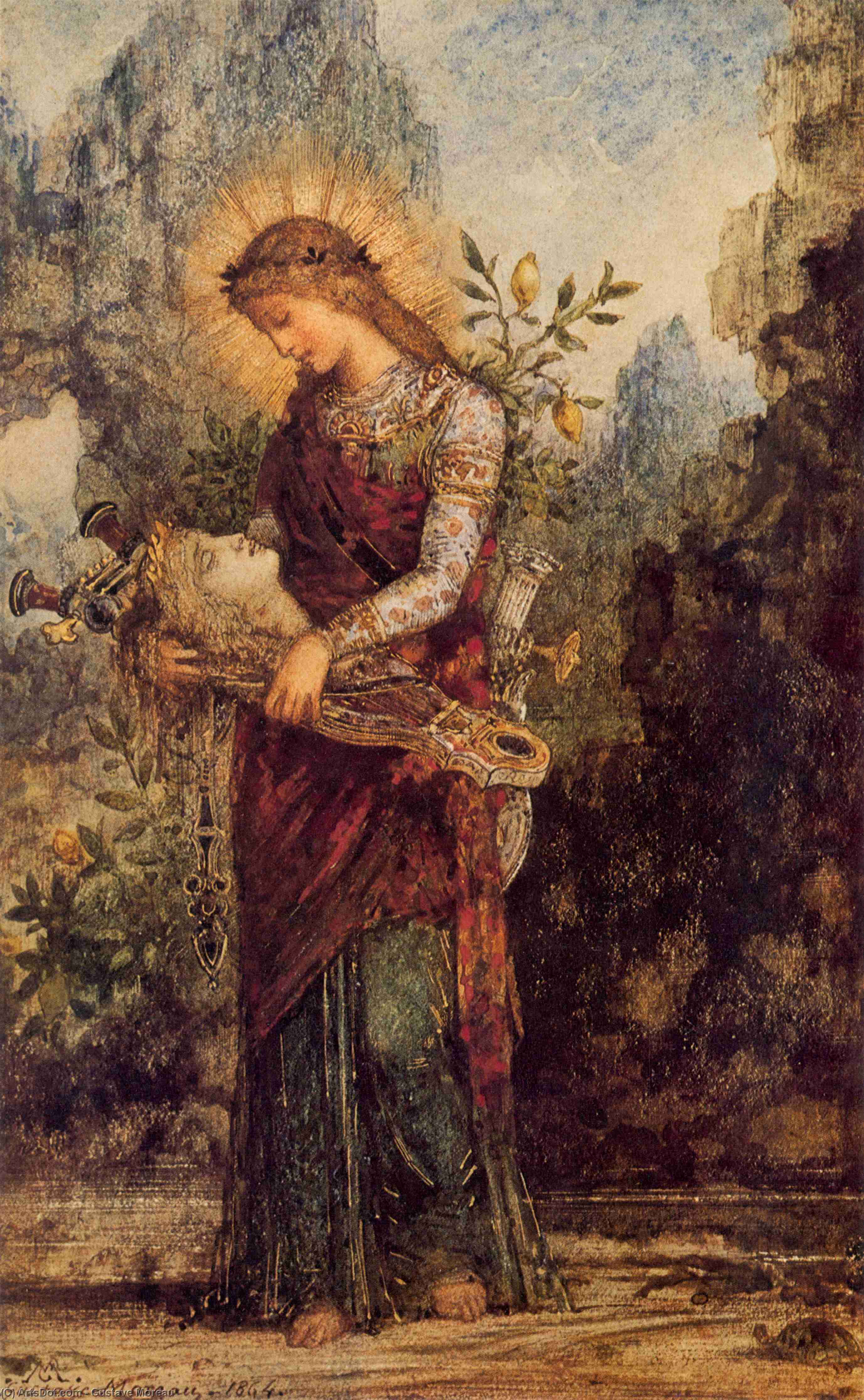Thracian Girl Carrying The Head Of Orpheus — Gustave Moreau