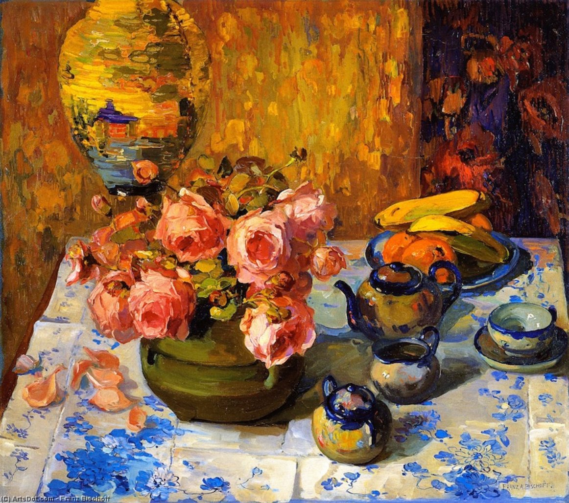 Still Life, Roses (also Known As Roses On The Tea Table) — Franz Bischoff