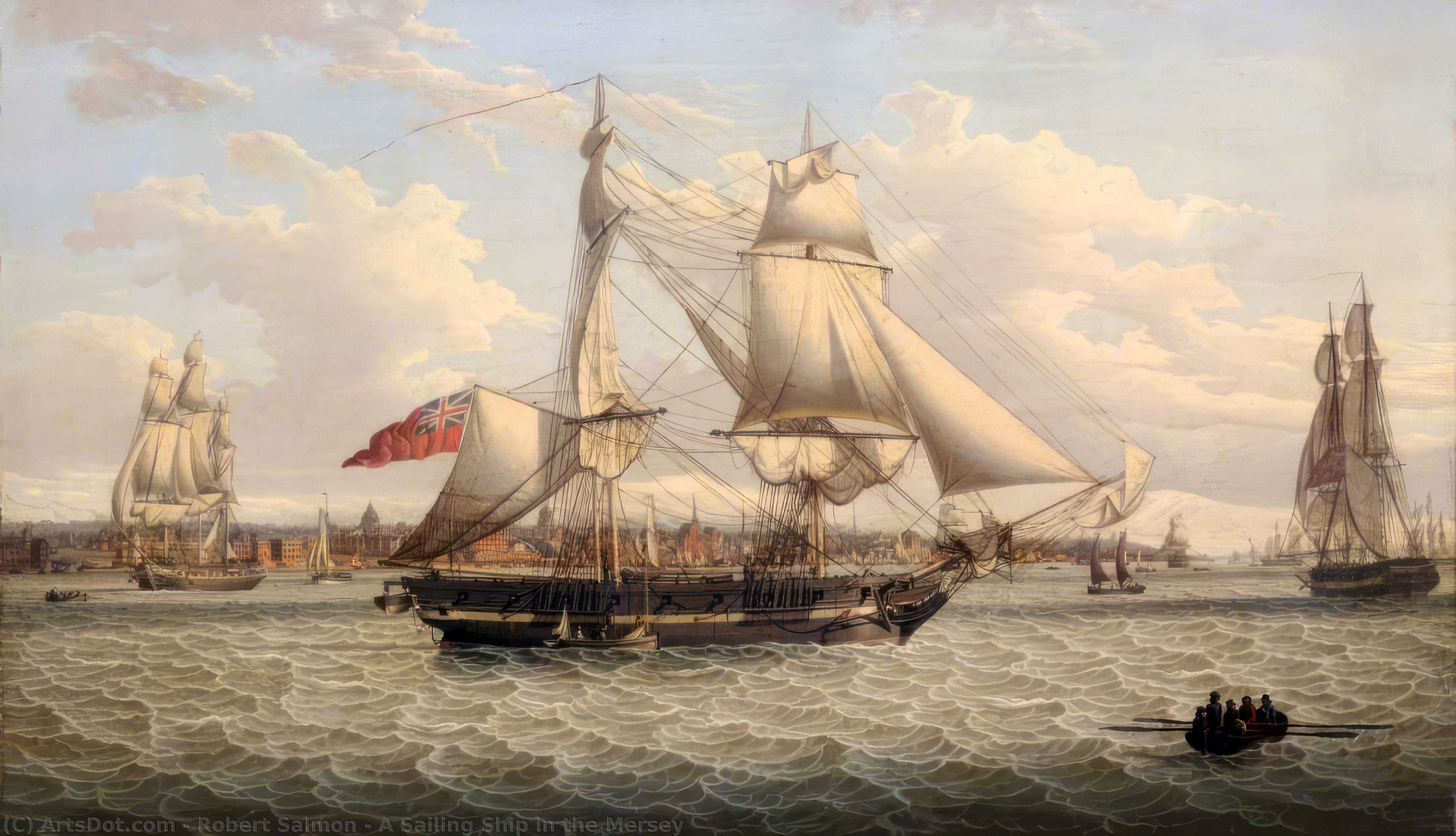 A Sailing Ship In The Mersey — Robert W. Salmon