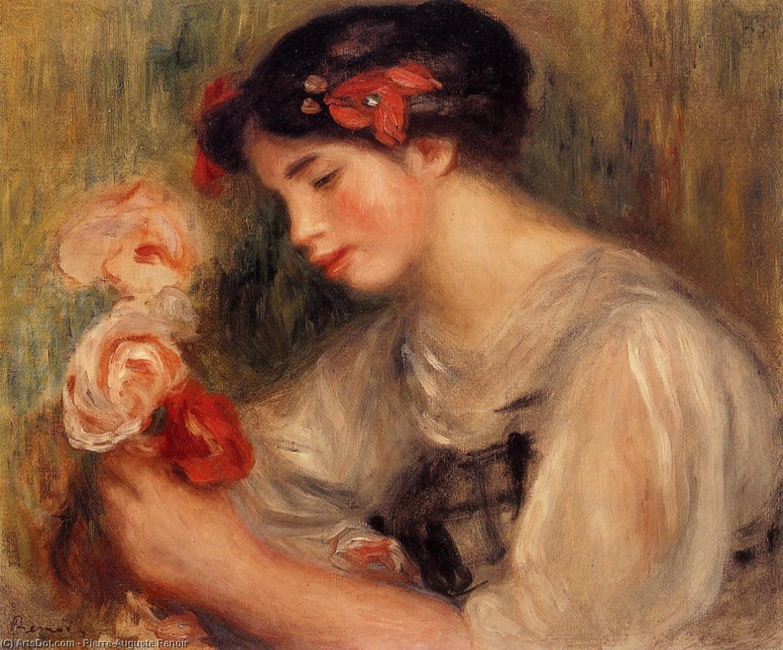 Portrait Of Gabrielle (also Known As Young Girl With Flowers) — Pierre-auguste Renoir