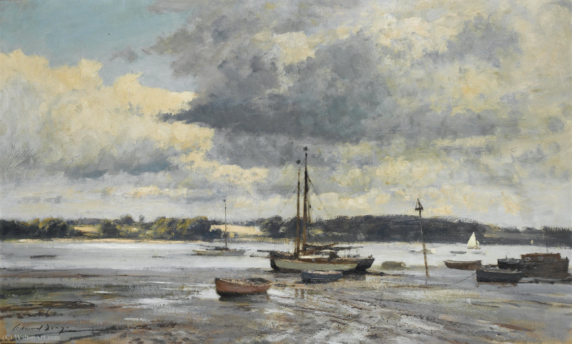 Boats On The Mud, Pin Mill, Suffolk — Edward Seago