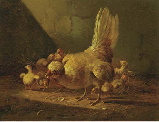 A Hen And Her Chicks — Albertus Verhoesen