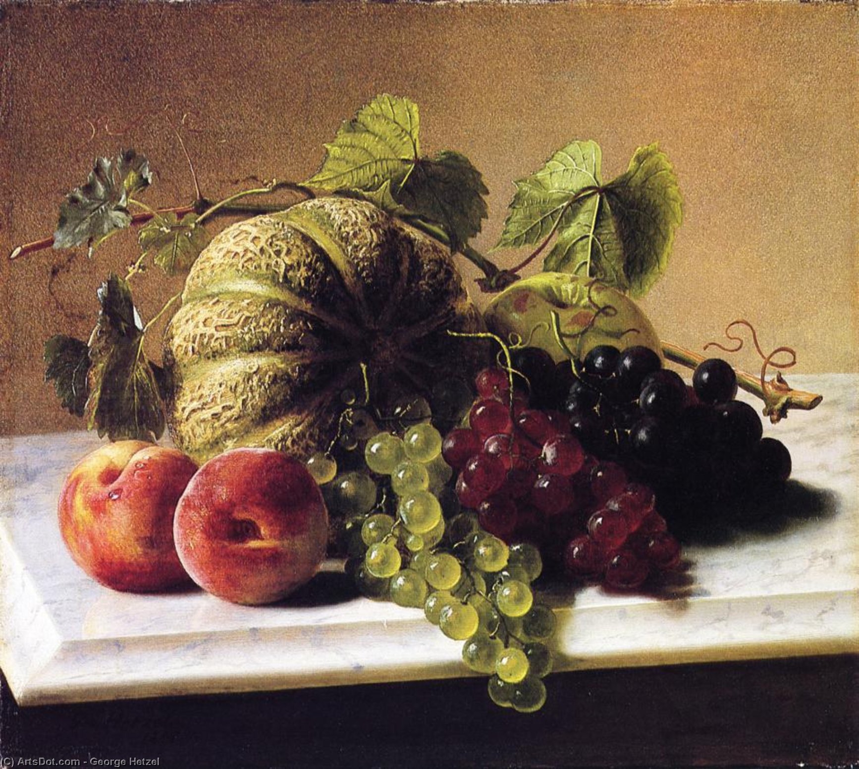 Still Life With Melons, Grapes — George Hetzel